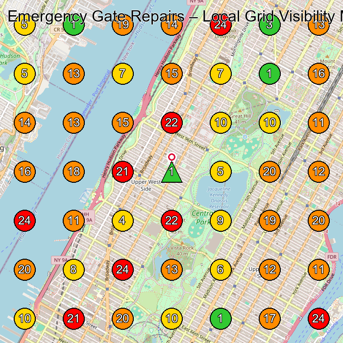 Emergency Gate Repairs Repair Service GeoGrid ranking map for None